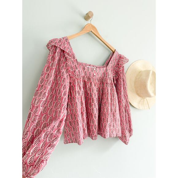 Emerson Fry | India Collection | NWT Emerson Fry Adelina Blouse in Rosey | Sz L - Picture 3 of 12